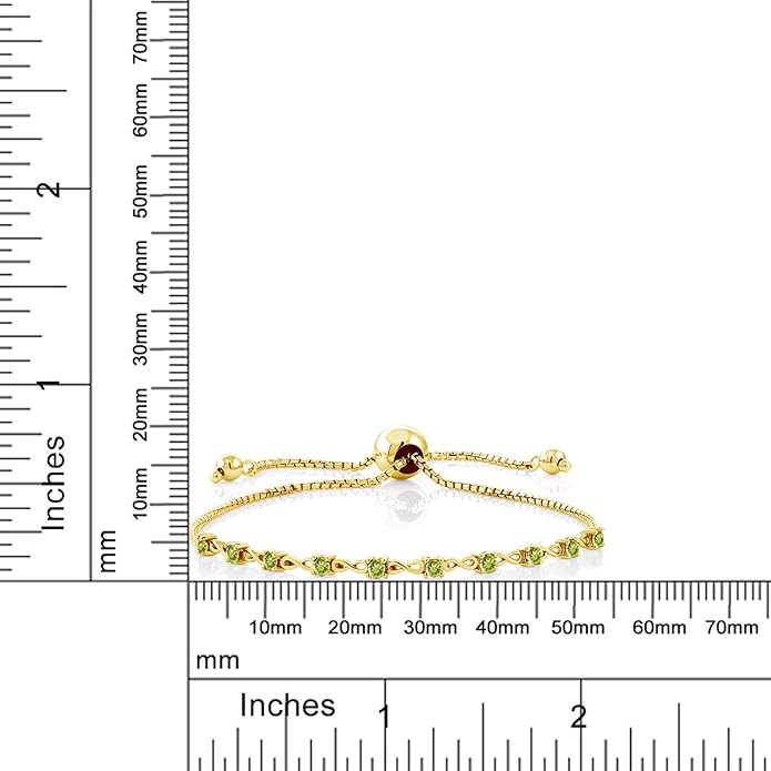 Gem Stone King Round Gemstone Birthstone Tennis Bracelet For Women | 925 Sterling Silver | 2.5MM Round | Fits Up To 9 Inch Wrist | Adjustable Bolo Bracelet For Women | Easy-On Easy-Off