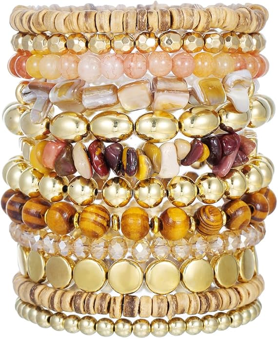 Friendship Bracelets Boho Stackable Bracelets for Women Surfer Heishi Clay Bead Bracelets Stretch Preppy Bracelets Colorful Boho Bracelets for Women