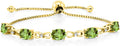 Gem Stone King 7X5MM Oval Cut Gemstone Birthstone and Accent Lab Grown Diamond Tennis Bracelet For Women In 18K Yellow Gold Plated Silver | Adjustable Bolo Bracelet For Women | Easy-On Easy-Off