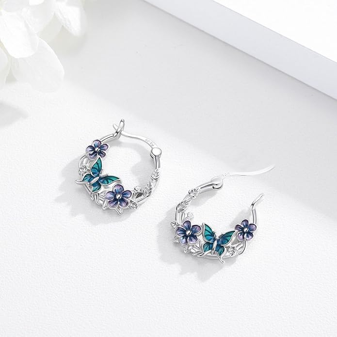 JUSTKIDSTOY Hypoallergenic Panda/Unicorn/Hummingbird/Dolphin Hoop Earrings for Women 925 Sterling Silver Animal Huggie Hoop Earrings Jewelry Gifts for Sensitive Ears