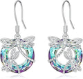 TOUPOP Dragonfly Gifts for Women Sterling Silver Dragonfly Earrings with Circle Crystal Dragonfly Dangle Drop Earrings Jewelry Gifts for Women Mom Birthday Christmas