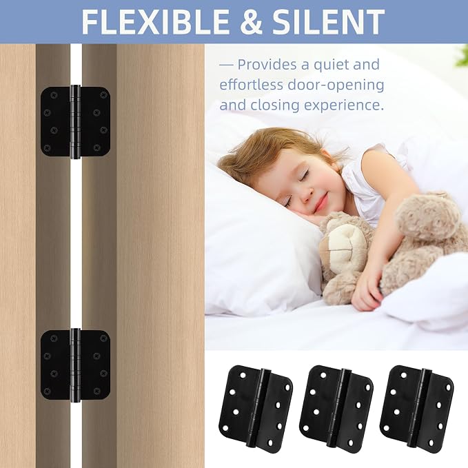 12 Pack Heavy Duty Stainless Steel Hinges, 4 x 4 Inch Matte Black Ball Bearing - Image 2