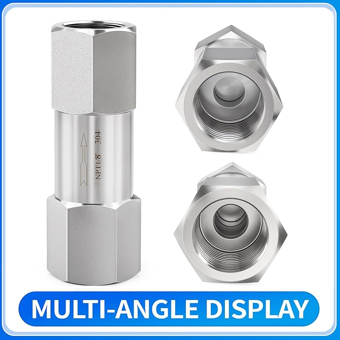 ChillWaves 304 Stainless Steel In-Line Split Check Valve 1/8" NPT Female Thread - Image 3