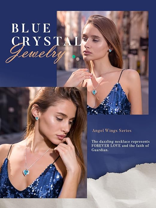 CDE Valentines Day Gifts for Women Angel Wings Necklace for Women with Birthstone, Love Heart Silver Tone/Gold Tone Pendant, Ideal Anniversary or Birthday Jewelry Gifts for Wife Girlfriend Her