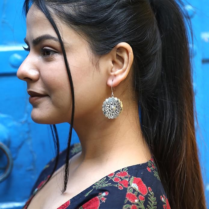 Real 925 Sterling Silver Fine Handmade Drop Dangle Earrings For Women Authentic Ethnic Tribal Boho Style Modern Fashion Unique Designer Party Jewelry Earring Jewelry By Artisans
