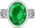 Linawe Birthstone Chunky Adjustable Rings for Women, Gold/Silver/Rose Gold Statement Rings, Imitation Diamond Fake Gemstone Crystal Cocktail Ring, Cubic Zirconia Costume Jewelry