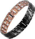 Feraco Men's Copper Magnetic Bracelet Elegant 99.99% Solid Copper Bracelets with Double-Row Strong Magnets, Magnetic Field Therapy Jewelry (Black)