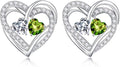 Iefil Valentines Day Gifts for Her, 925 Sterling Silver Heart Birthstone Earrings, Anniversary Birthday Gifts for Women, Birthstone Jewelry for Her Wife Girlfriend Mom