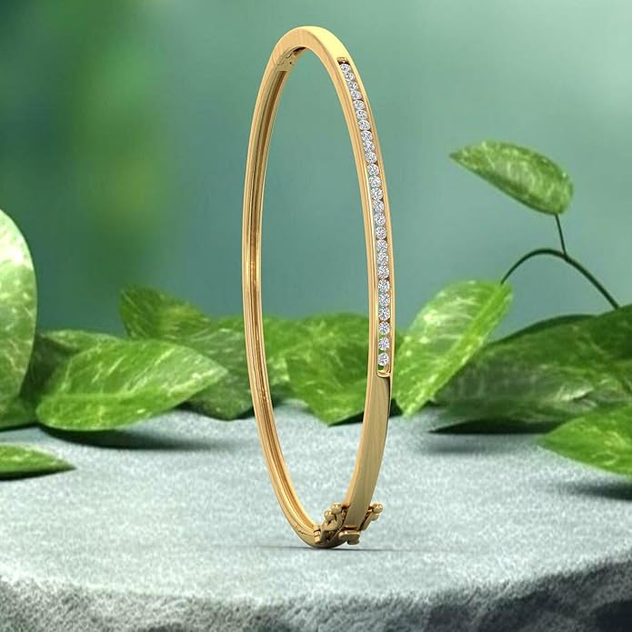 1/2 Carat Channel Set Round-Cut Natural Diamond Bangle Bracelet for Women in 14K Gold (SI1-SI2 Clarity)