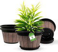 Quarut 4 Pack 8 inch Pots for Plants, Upgrade Whiskey Barrel Planters | Plastic by Quarut