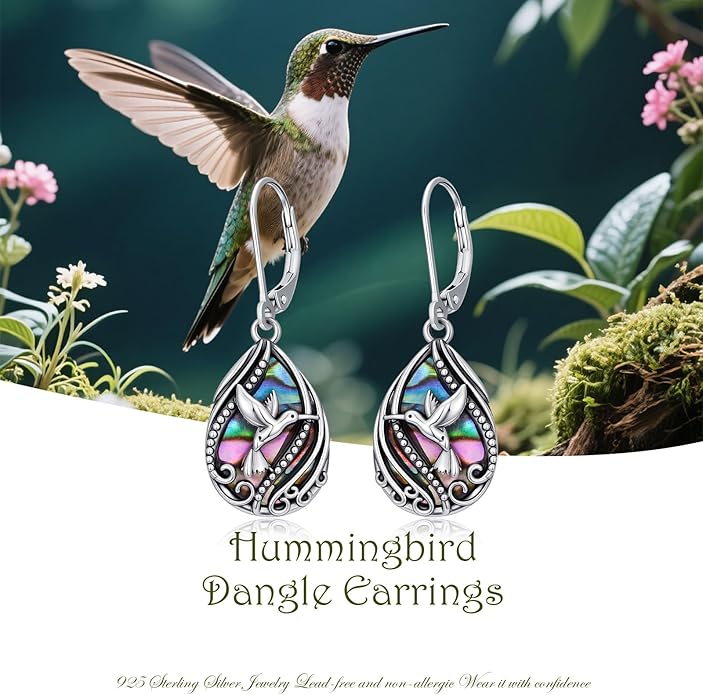 Animal Earrings 925 Sterling Silver Abalone Shell Dangle Drop Earrings Leverback Earrings Cute Animal Jewelry Gifts for Women Girlfriend