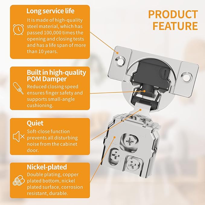 60 Pack 1" Overlay 4D Soft Close Concealed Hinges - Image 5