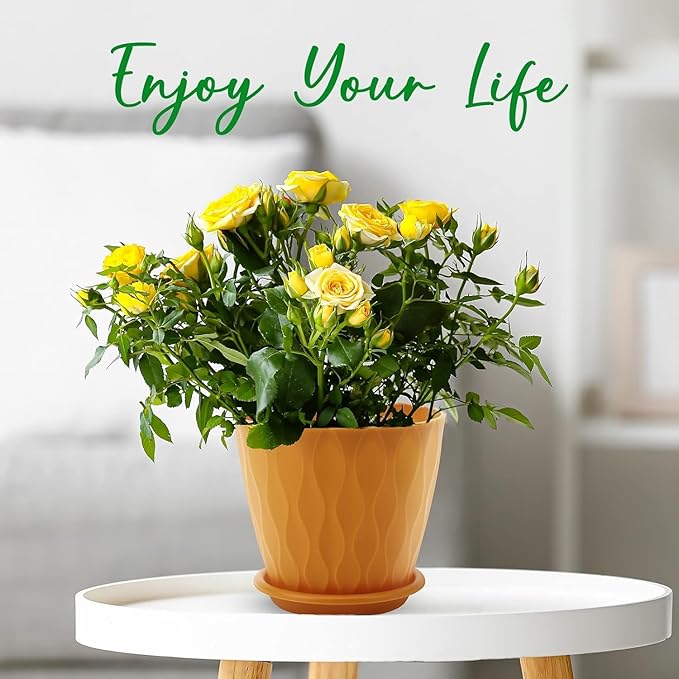YNNICO 6 inch Plant Pots, 5 Pack Flower Pots Outdoor Indoor, Planters - Image 4
