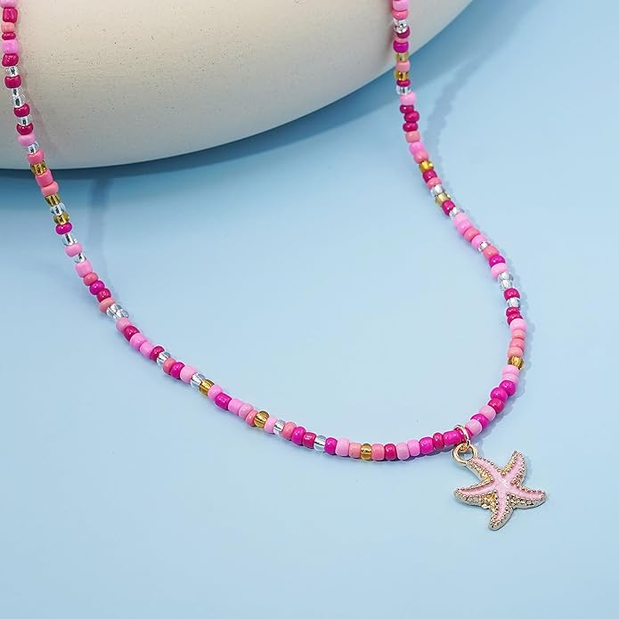 Women's Shell Starfish Boho Layered Beaded Necklace Choker for Summer Beach Vacation Gifts for Birthday/Anniversary/Christmas