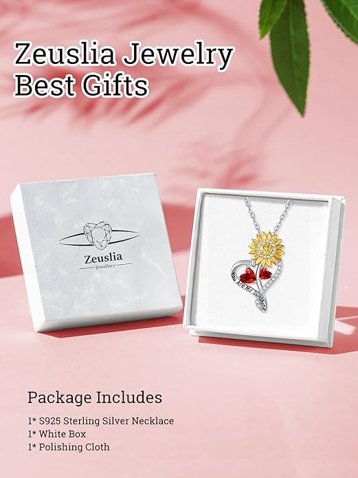 Valentine's Day Gifts for Wife 925 Sterling Silver Double Birthstone Pendant Necklaces I Love You for Always and Forever Necklace Anniversary Birthday Gifts for Wife Girlfriend Mom Her