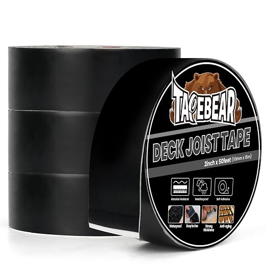 TAPEBEAR Joist Tape 2"×50' Deck Joist Tape Waterproof Butyl Sealant 4Rolls | by TAPEBEAR