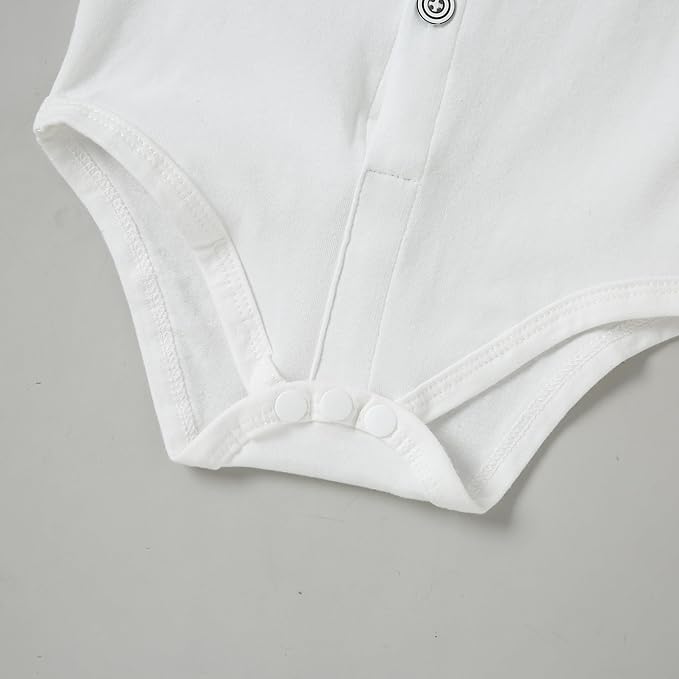 DISAUR Baby Boy Clothes Toddler Boy Outfits 4PCS Gentleman Dress Romper/Vest/Pants/Bow Tie Cotton Suit Sets