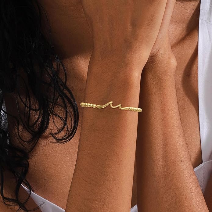 Valentines Day Gifts for Women Her - Beaded Stretch Handmade Ball Bracelets Cute Charm Bracelet Dainty Stackable Cross Heart Bow Wave CZ Jewelry Gifts Trendy Stuff