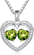 Iefil Valentines Day Gifts for Her - 925 Sterling Silver Heart Birthstone Necklace, Anniversary Birthday Gifts for Women Wife Girlfriend Mom Her