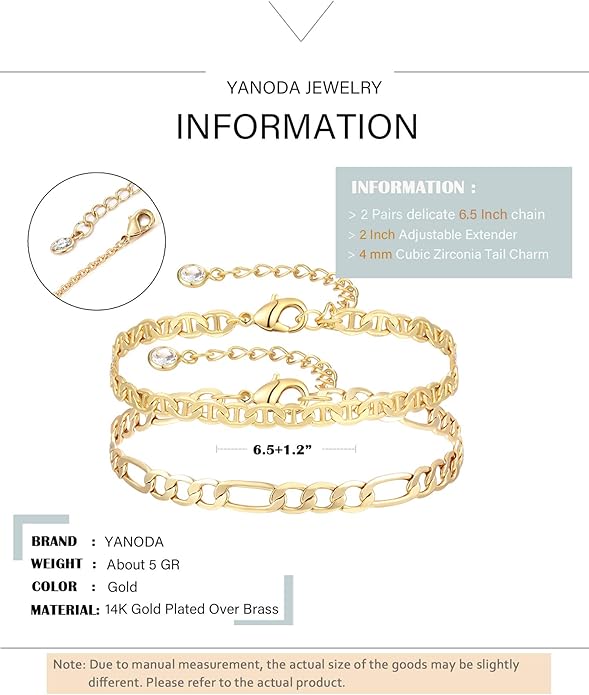 Dainty Layered Gold Chain Bracelet for Women 14K Gold Plated Handmade Adjustable Bracelet Satellite Beads Oval Mariner Figaro Link Chain Bracelets Minimalist Layering Stacking Jewelry Gift for Women