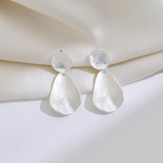 YUJIE Gold Plated Earrings for Women Geometric Chunky Dangle Earring Trendy Silvery Two-Tone Statement Jewelry
