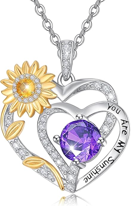 Valentine's Day Gifts for Wife 925 Sterling Silver Double Birthstone Pendant Necklaces I Love You for Always and Forever Necklace Anniversary Birthday Gifts for Wife Girlfriend Mom Her
