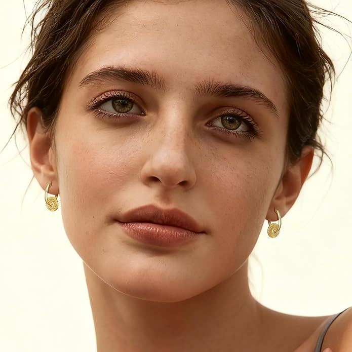 RAYSAM 14K Gold Earrings for Women Gold Hoop Earrings for Women Hoop Dangle Drop Earring for Womens Hoops Charm Radiating Circular Pendants Hoops Drop Dangle Earring for Womens 20mm