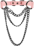 FEOYA Leather Choker Collar For Women Handmade Adjustable Triple-Layer Slip Chain Punk Gothic Chain Collar Necklace