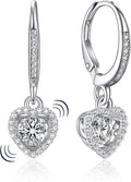 MomentWish Dangle Earrings for Women-925 Sterling Silver Moissanite Earring, Women's Gift for Valentine Birthday, D Color VVS1 Dancing Moissanite Hoops