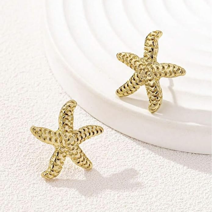 Starfish Stud Earrings for Women Gold Starfish Trendy Drop Dangle Earrings Hypoallergenic Summer Beach Ocean Jewelry