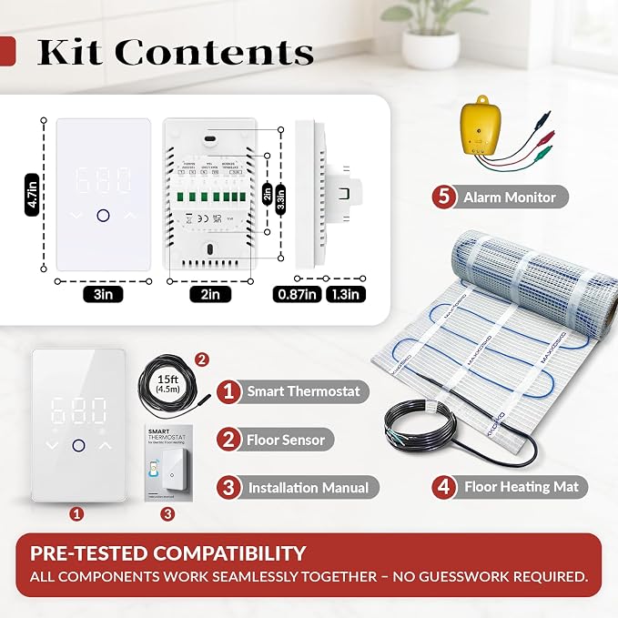 MAXKOSKO 50 sq ft Radiant Floor Heating System & Programmable Thermostat | 120V - Image 8