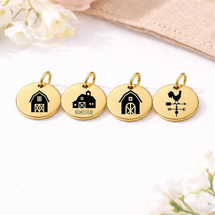 SM Design Western Charm Set of 4 – Stainless Steel Western Charms for Bracelets & Necklaces – Cowgirl, Ranch & Country Style Jewelry Charms – Western Gift for Women & Moms