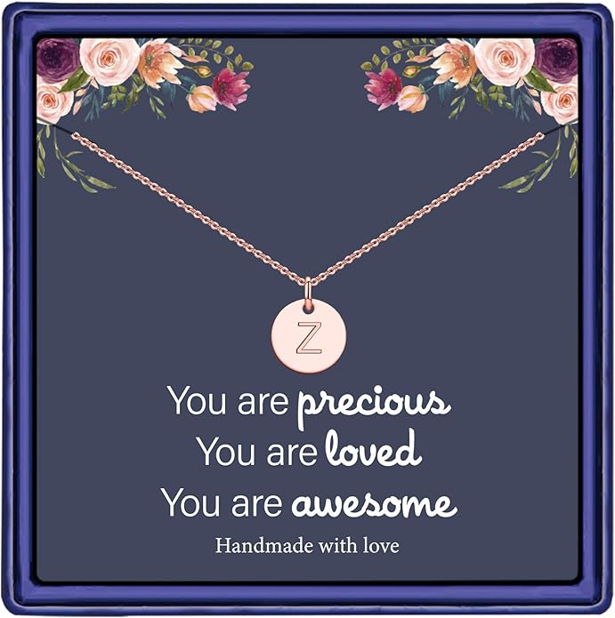 Hidepoo Valentines Gifts for Kids Teen Girls Women - 14K Gold Plated/Rose Gold Plated/S925 Sterling Silver Disc Initial Necklaces for Girls Jewelry Birthday Valentines Gifts for Kids Girl Teens Women