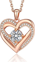 MomentWish Heart Necklace for Women Moissanite, Simulated Diamond, 925 Sterling Silver