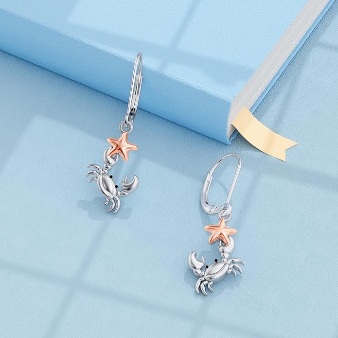 PELOVNY Animal Dangle Earrings Sterling Silver Hypoallergenic Moss Agate Crystal Moonstone Earrings Bee Butterfly Dolphin Peacock Phoenix Jewelry Birthday Christmas Gifts for Women