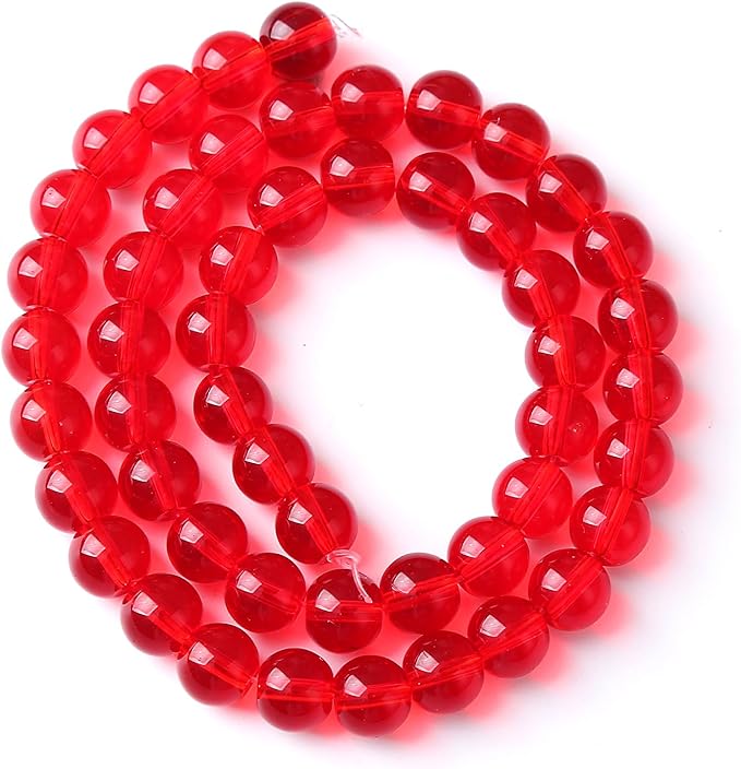 4mm 92pcs Garnet Red Glass Crystal Beads Natural Stone Beads for Jewelry Making Crystal Energy Healing Power Stone Beads DIY Bracelet Necklace Accessories (Red Glass, 4mm)