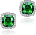 YOMELA Cubic Zirconia Earrings Studs, Halo CZ Birthstone Simulated Diamond Stud Earrings for Women
