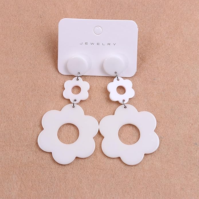 70s Earrings Retro White Acrylic Hoop Earrings 70s Accessories for Women 70s Jewelry Disco Outfits for Women