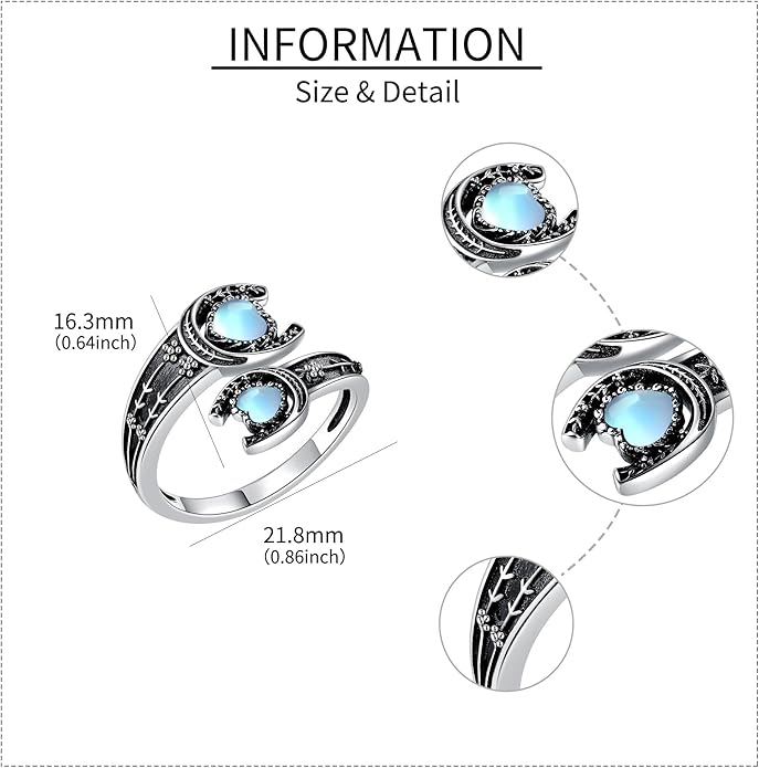 MONGAS Spoon Rings for Women Sterling Silver Horseshoe Witches Knot Filigree Open Adjustable Thumb Rings Horseshoe Witches Knot Filigree Jewelry Gifts for Women