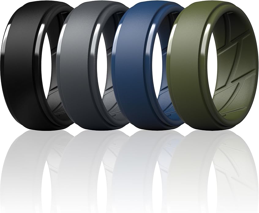 ThunderFit Men's Silicone Rings 10mm Wide 2.5mm Thick Rubber Bands, Breathable, Variety Multipack 1-10