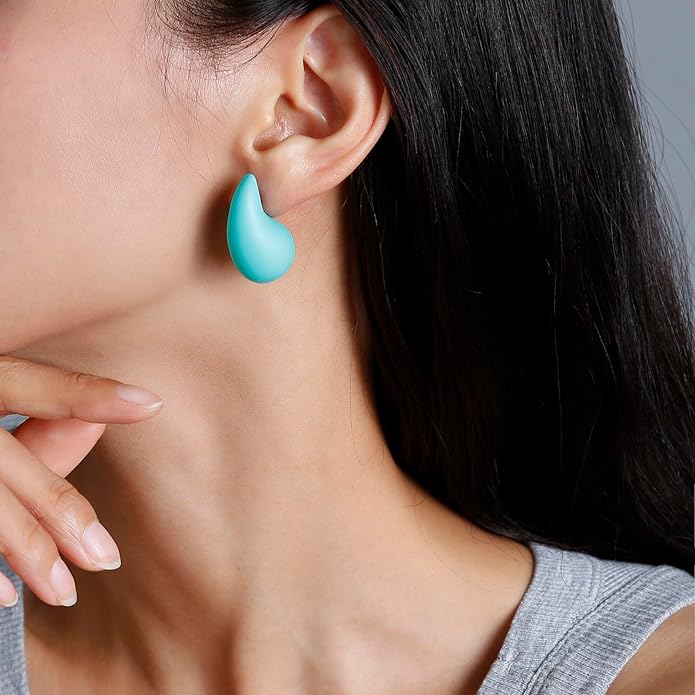 Chunky Acrylic Hoop Earrings, Lightweight Waterdrop Hoops Earrings, Hypoallergenic Trendy Jewelry for Women