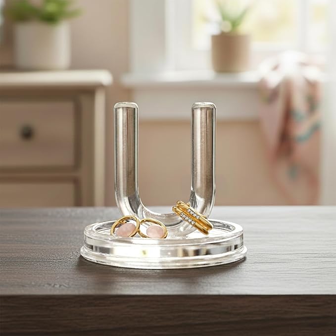 Amazing Abby - U for You and Me - Acrylic Ring Holder (2-Pack), Clear Plastic Jewelry Dish, Trinket Tray, Perfect Storage Solution for Drawer and Vanity (3" Dia.)