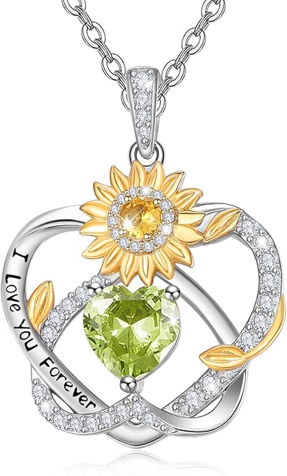 Valentine's Day Gifts for Wife 925 Sterling Silver Double Birthstone Pendant Necklaces I Love You for Always and Forever Necklace Anniversary Birthday Gifts for Wife Girlfriend Mom Her