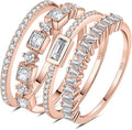 JewelryPalace 14K Gold Plated 925 Sterling Silver Rings for Women, Cubic Zirconia Promise Rings for Her, Stackable Wedding Bands Rings for Women Set Size 4-12