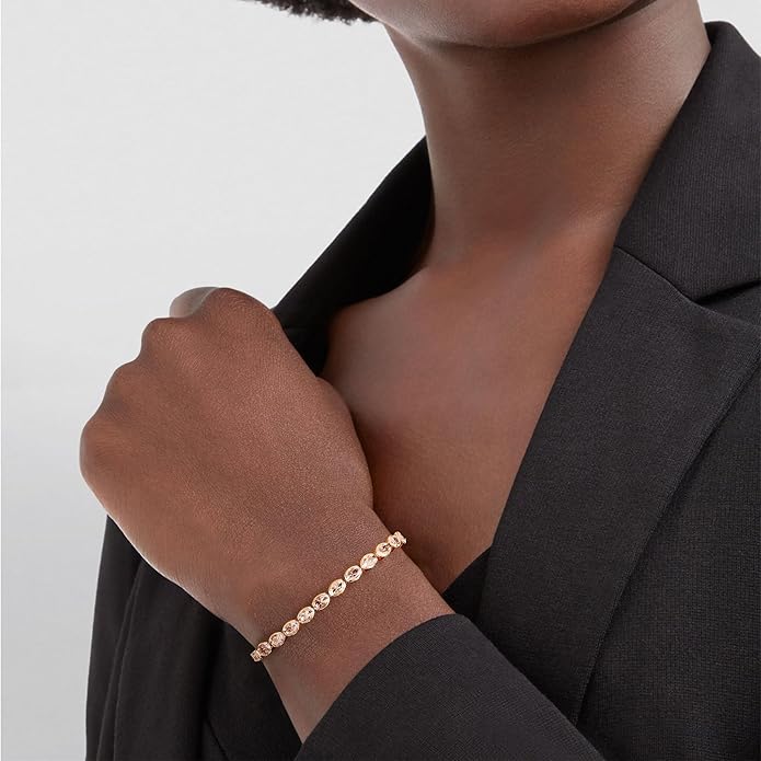 14K Gold Plated Tennis Bracelet for Women – Classic CZ Link Design, Fits 6.0"–7.2" Wrists – Stylish Sparkling Jewelry Gift, Timeless Tennis Bracelets for Women