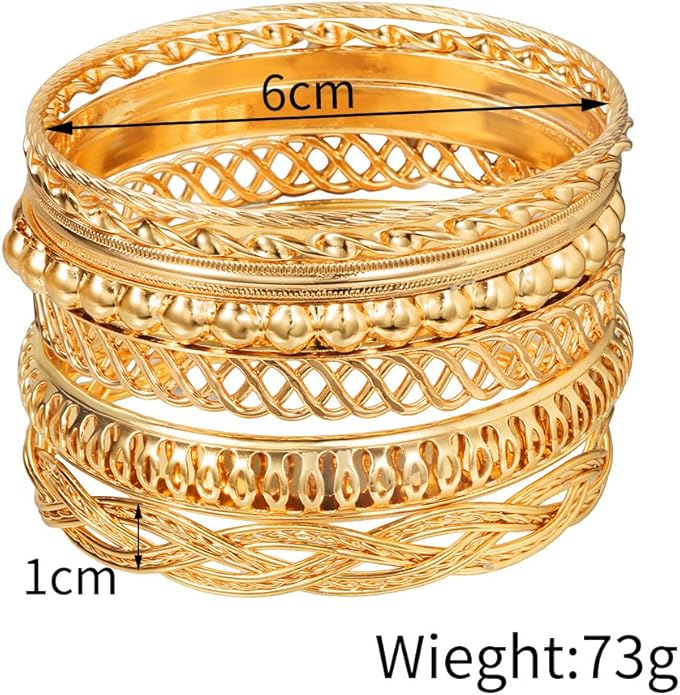 16Pcs Gold Bangle Bracelets for Women - Multi Layer Stackable Textured Bracelets Boho Jewelrys Set.