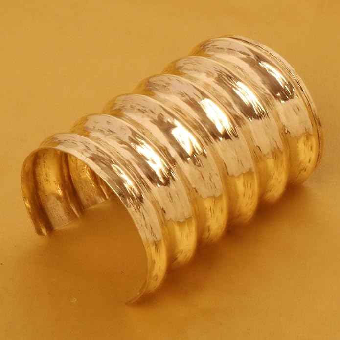Touchstone Indian Bollywood Handcrafted Slip In Easy To Wear Stylish Wrist Enhancer Designer Broad Jewelry Cuff Bracelet For Women and Men.
