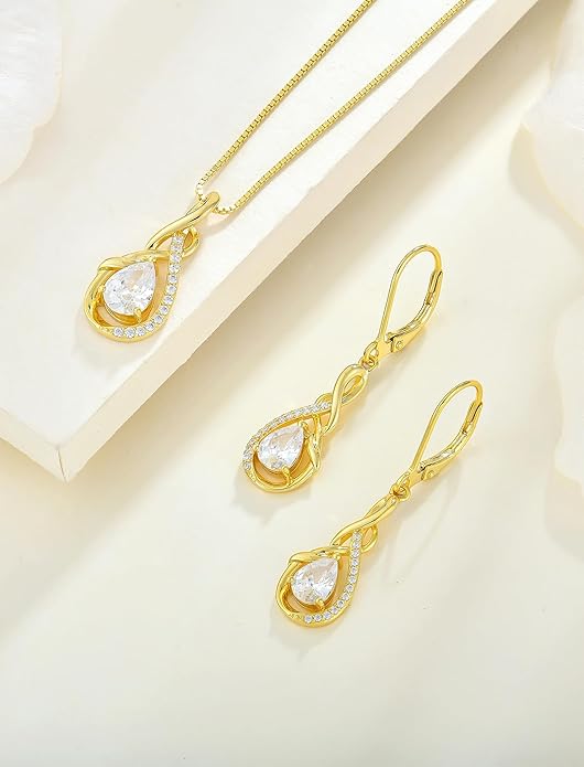 Starchenie Infinity Dangle Drop Earrings Sterling Silver Leverback Earrings Gemstones Twisted Jewelry