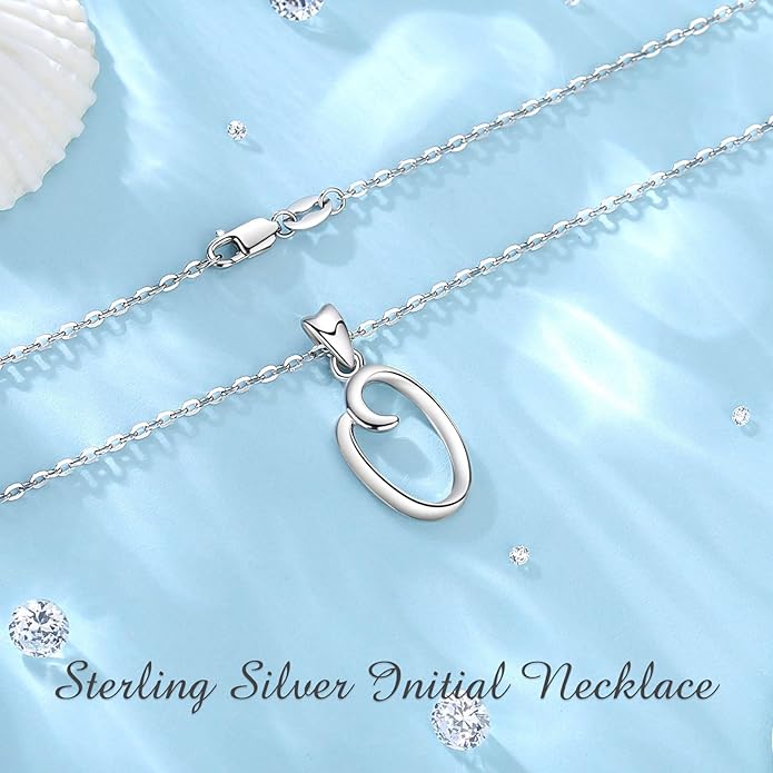EUDORA Sterling Silver Initial Necklaces for Women, Classic 26 Letter Neckless Gifts for Girls, Sister, Mother Daughter, 18 inch Chain