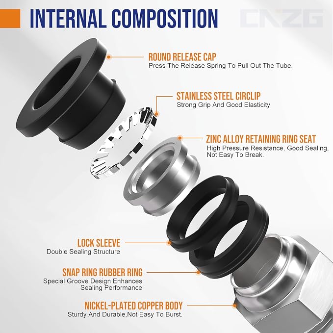 1/8 Push to Connect Fittings npt Thread to 5/16 Air Line Quick | Pneumatic - Image 3